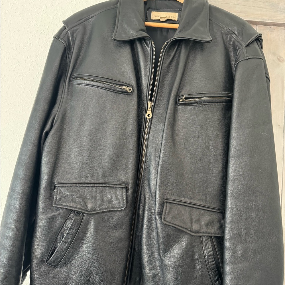 Vintage 90’s real leather heavy trucker jacket